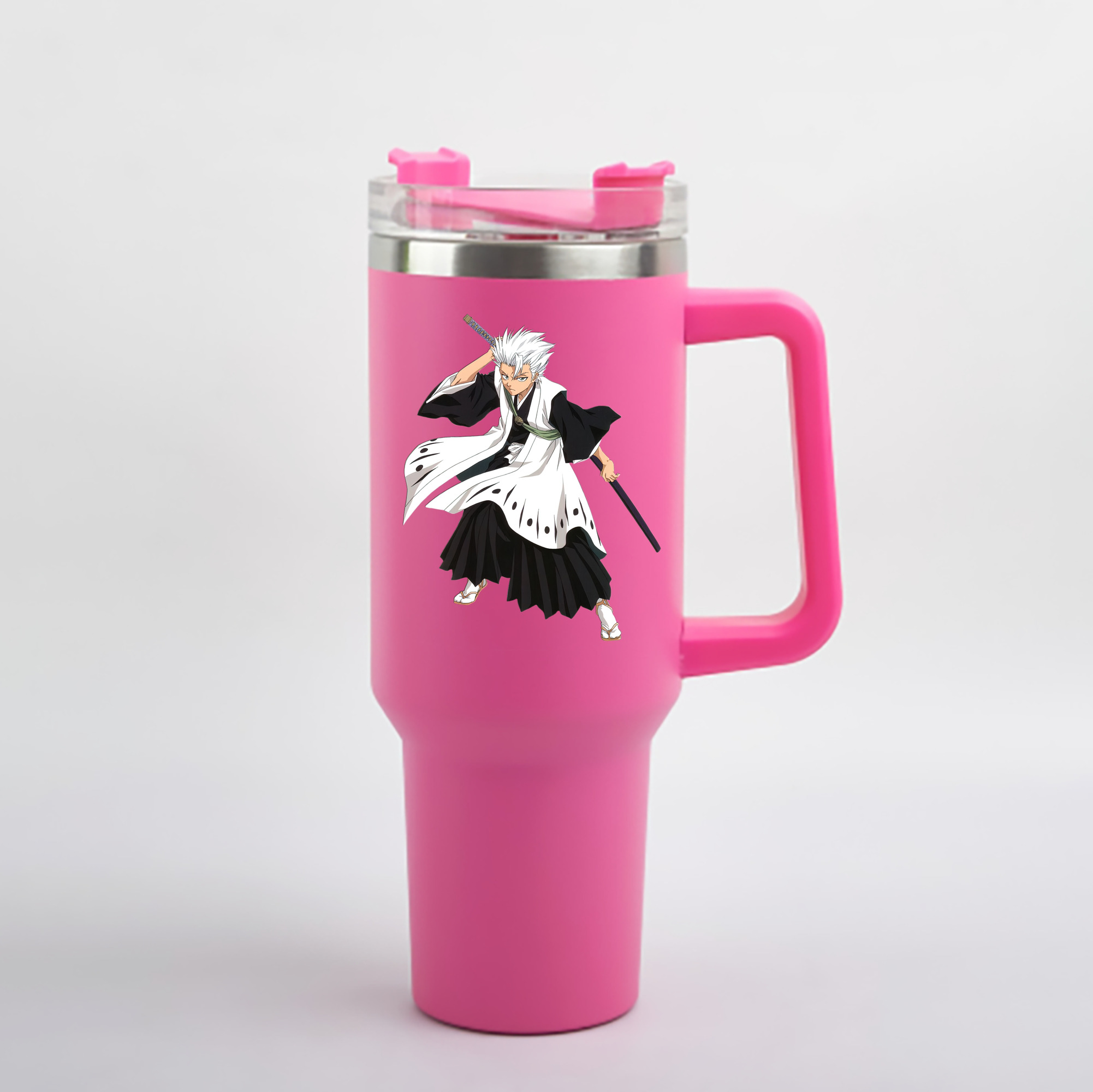 （画像用） ブリーチ 日番谷冬獅郎（ひつがや とうしろう） BLEACH Hitsugaya Toushirou 1200mL車用タンブラー - クリスタルステッカー（プラスチックストロー付き）
